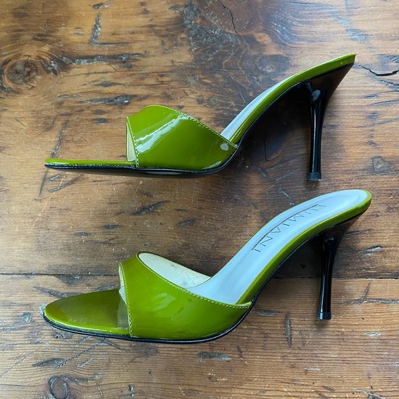 Lumiani Green Patent Leather Slide Sandals 7 - Picture 2 of 5